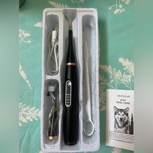 Pet Lab Black Electric Dog Toothbrush Set and dental scaler